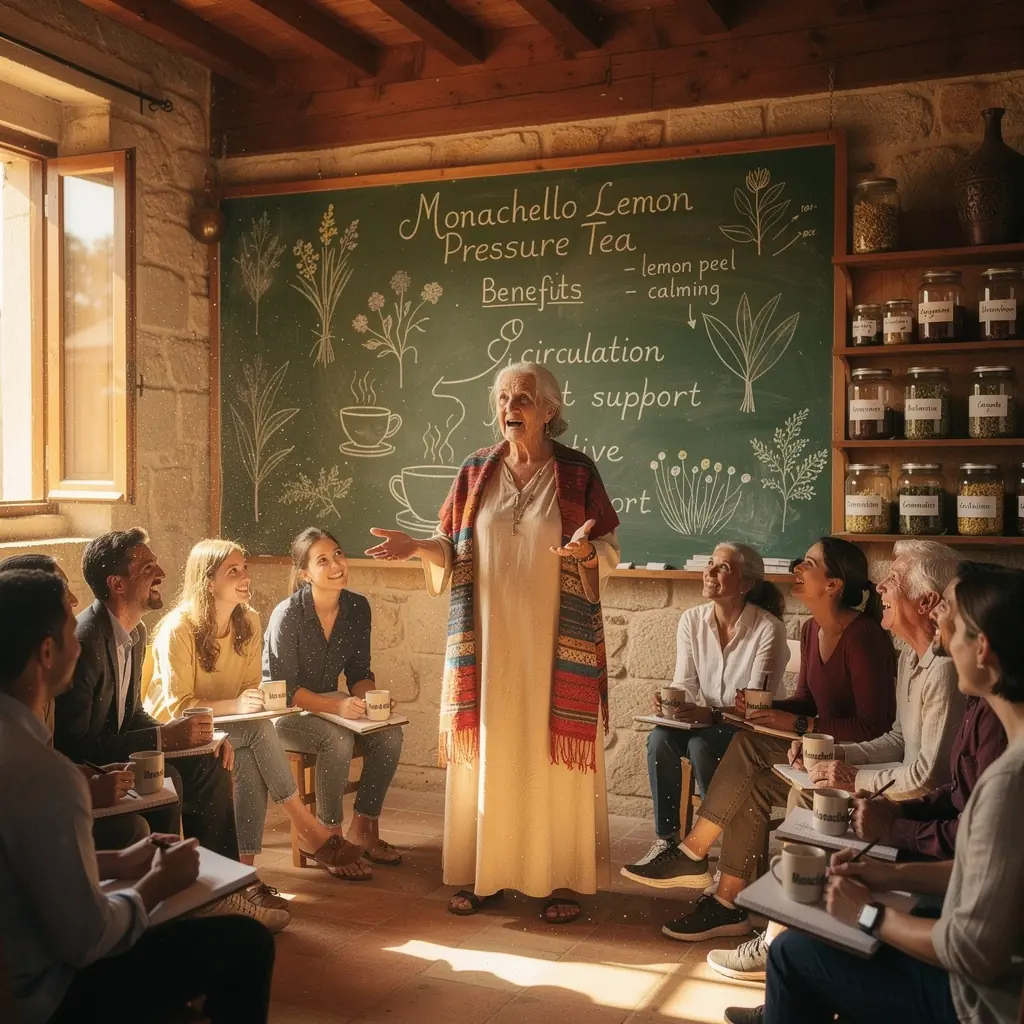 Šventosios kraujospūdžio arbatos ingredientai ant medinio stalo