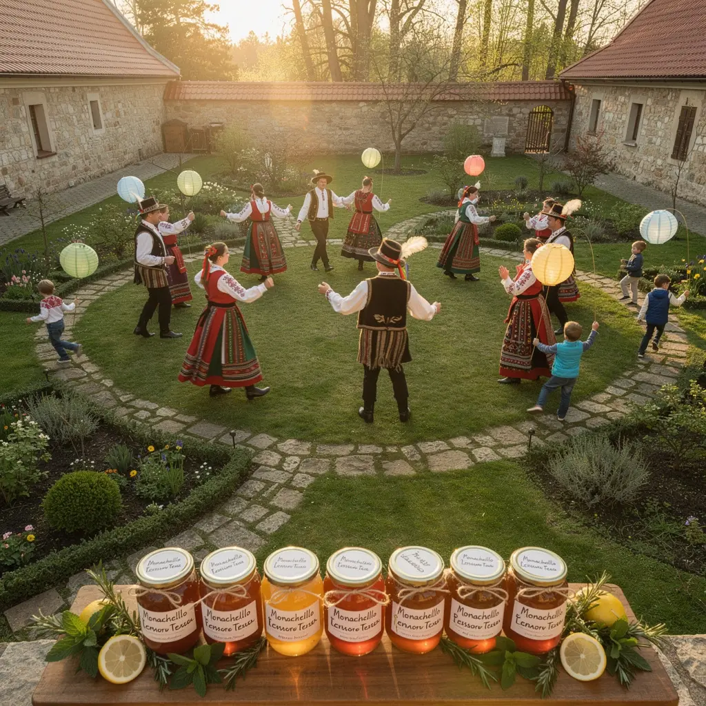 Ramybės akimirka vienuolyno sode, kur išgerta Monachello citrinų arbata.