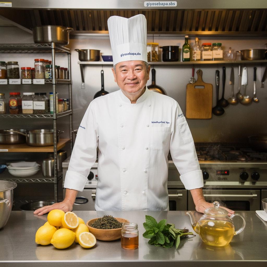 Arbatos puodelis su garuojančia citrinų arbata, šalia šventosios simbolikos